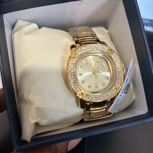 Brand Montege Prestige of Invicta and Gold Watch with rhinestones/womans